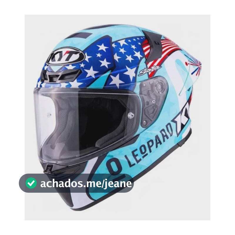 Capacete Moto Kyt Tt-revo Leopard Americas Viseira Cristal Azul Leopard Americas Brilhante 57/58