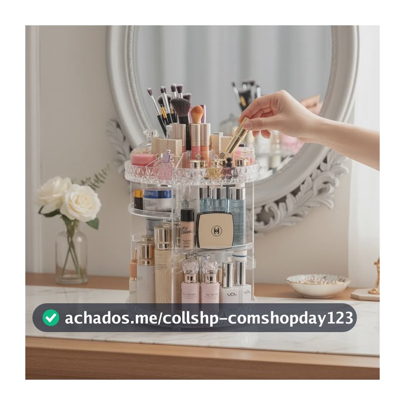 Organizador De Maquiagem Giratório 360° Em Acrílico Transparente Com Prateleiras Ajustáveis EPS-2577 Epsilon