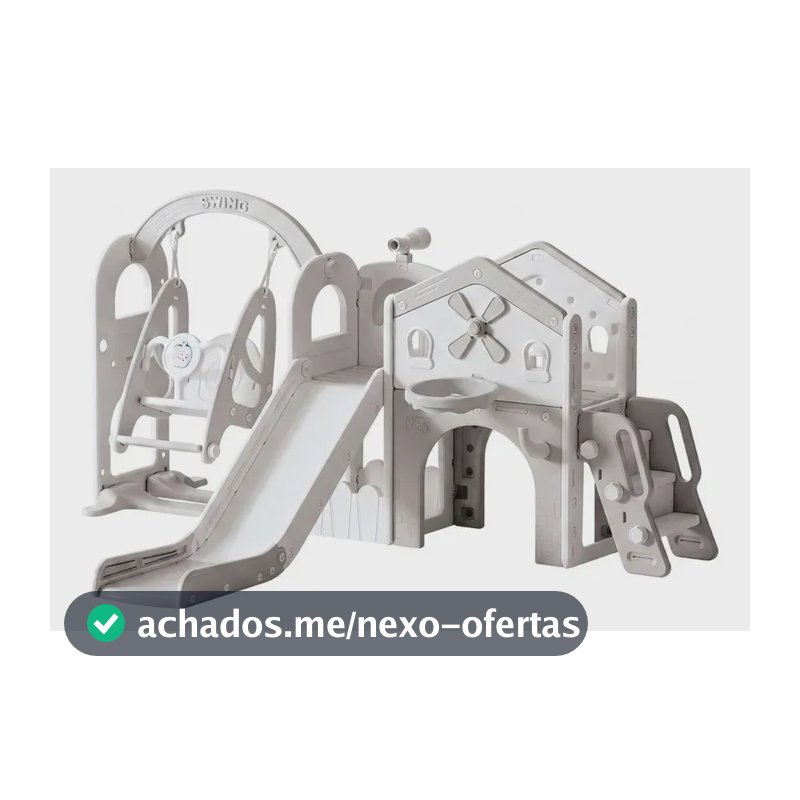 Playground Infantil Mini Parque Completo Balanço Escorregador Escada Adventure Maxi Toys - Cinza