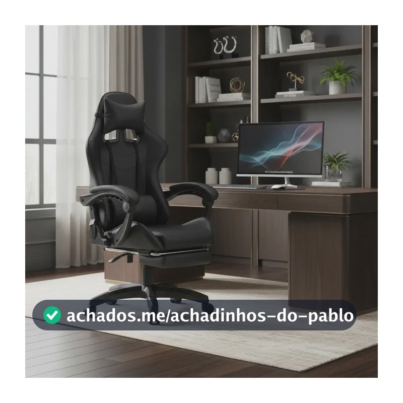 Cadeira De Escritório Gamer Nitro Ergonômica Estofado Couro Sintético Reclinável Altura Ajustável Apoio Para Pés Cor Preto Luvinco