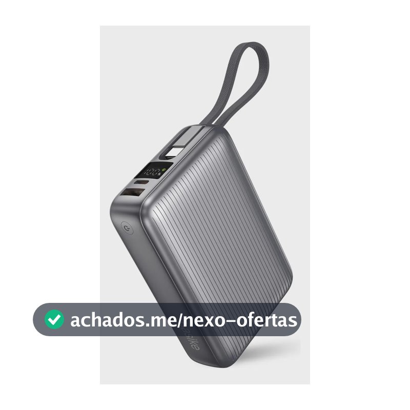 Basike Power Bank 20.000mah Rápido Portátil 45w Rápido Com Display Cor Branco Power 3-saídas Com Cabo Embutido Usb-c Para Samsung iPhone Xiaomi Motorola Celular Tablet Macbook B203/B202