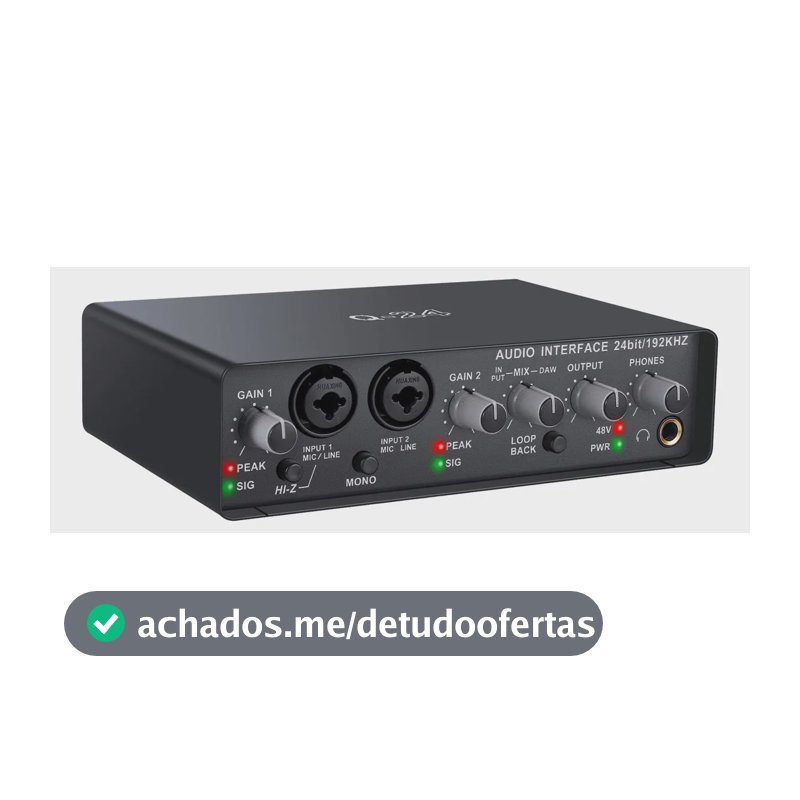 Interface de Áudio Teyun Q-24 24 Bits 2 Canais com Phantom Power USB 2.0