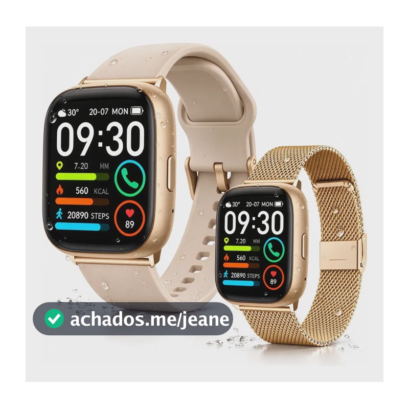 Relogio Smartwatch Alexa Ip68 Prova De Água Natação Fitness Caixa Nude Desenho Da Pulseira Milanês