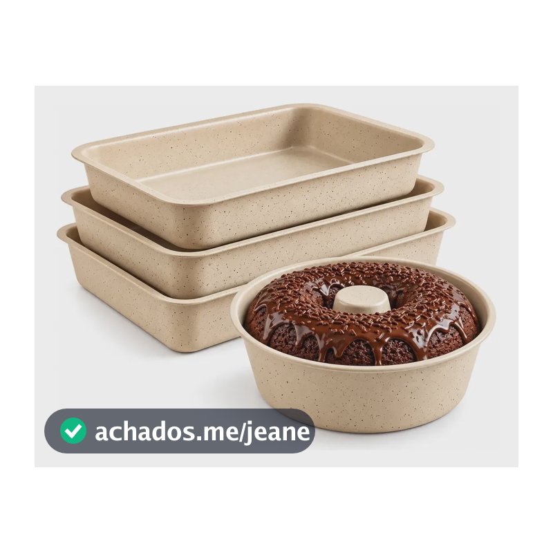 Jg De Assadeiras 4 Peças Aluminio Teflon Antiaderente Formas Granito