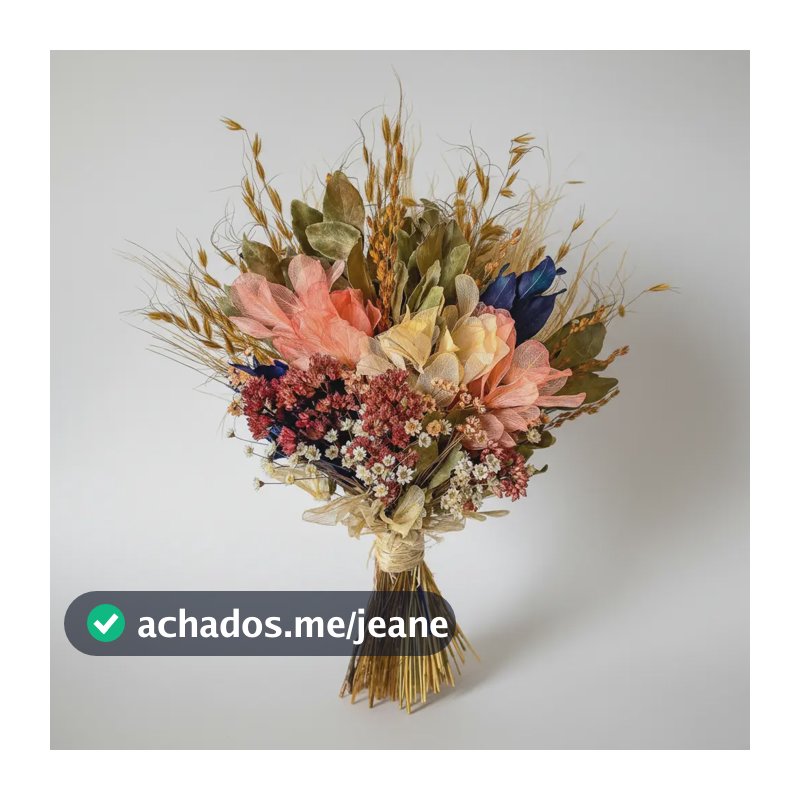 Buquê Boho Flores Desidratadas Primavera Casamento Civil Azul-escuro