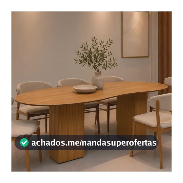 Mesa De Jantar 6 Lugares 180 X 90 Orgânica Base Ripada Marrom-claro