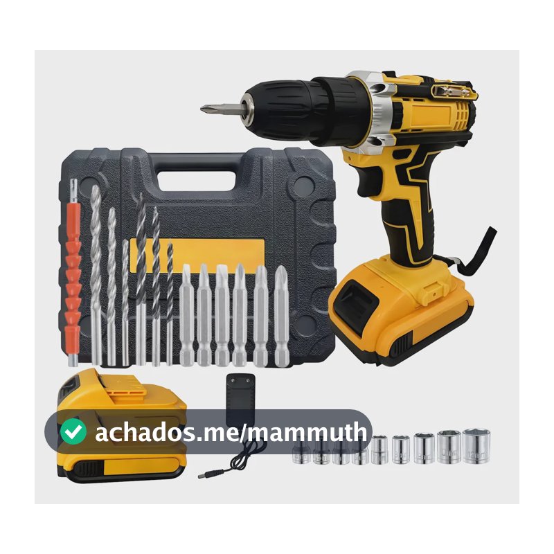 Furadeira Parafusadeira 48v 2 Baterias Lítio Sem Fio Maleta Amarelo 48v