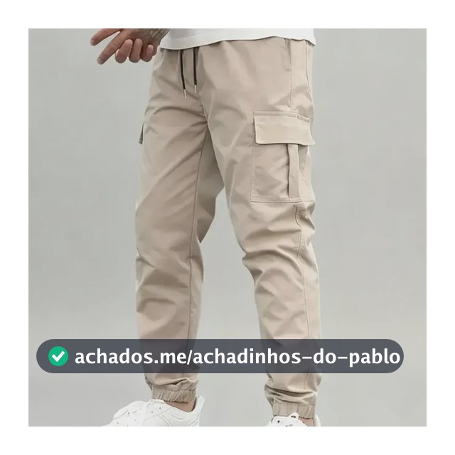 Calça Jogger Cargo Masculina Sarja Calca Streetwear Punho