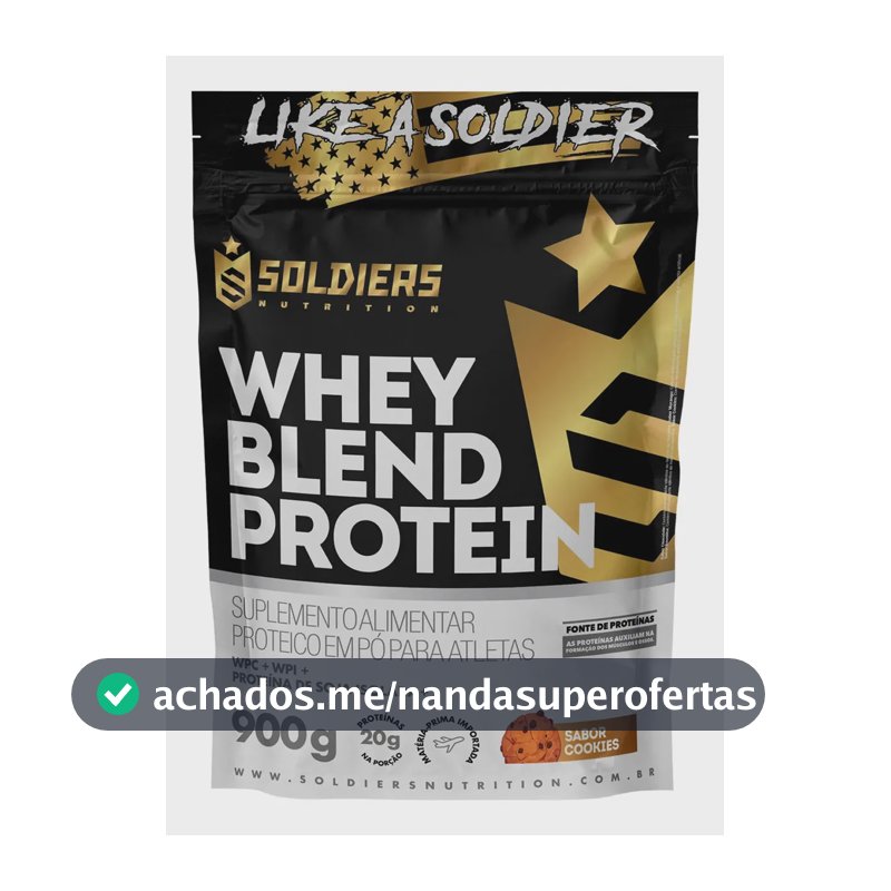 Whey Blend Protein Concentrado e Isolado 900g Sabor Cookies Soldiers Nutrition