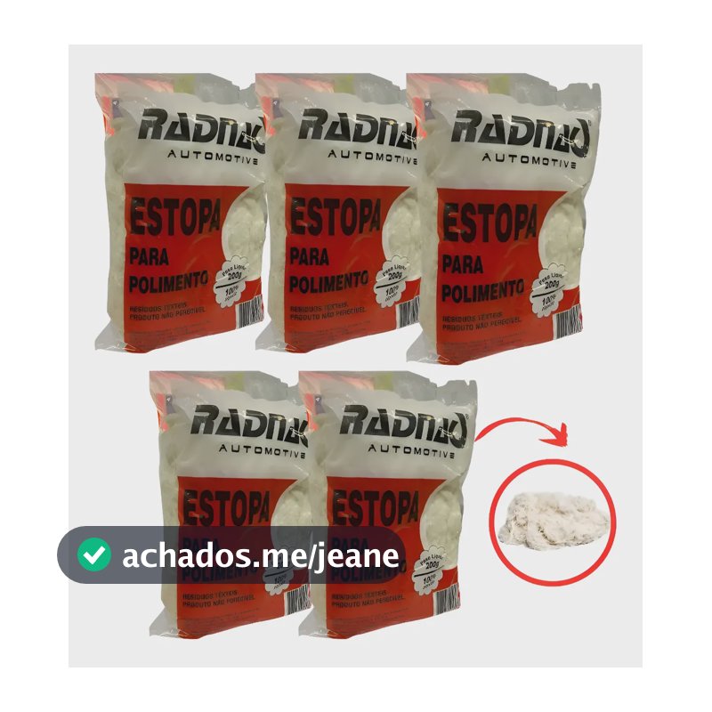 Kit 5 Estopas  100% Algodão 1kg Automotivo Polimento Limpeza