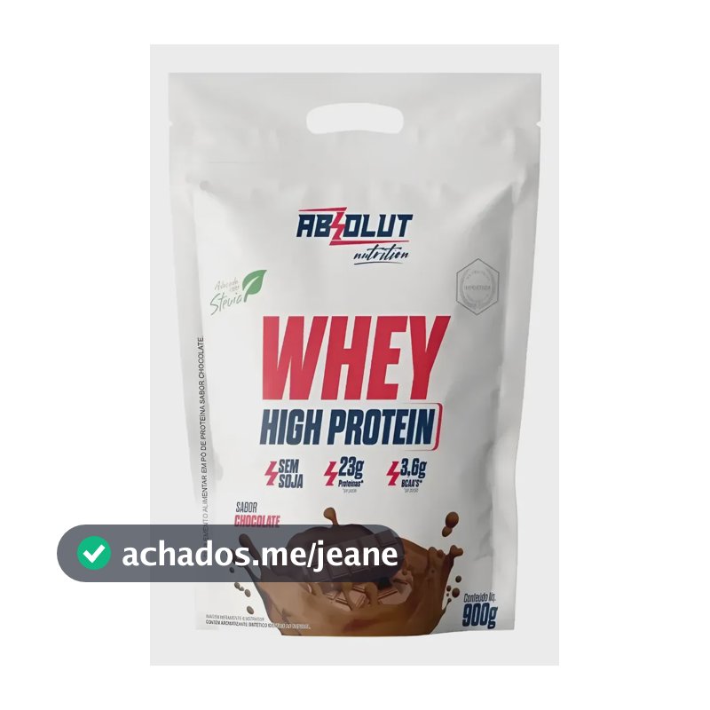Whey High Protein 23g Refil 900g Morango Absolut Glutamina Sabor Chocolate