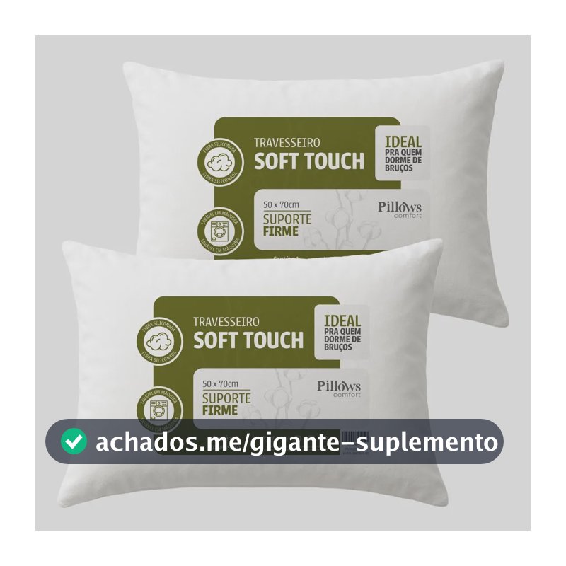 Kit 2 Travesseiros Antialérgico Soft Coton 50x70cm Branco