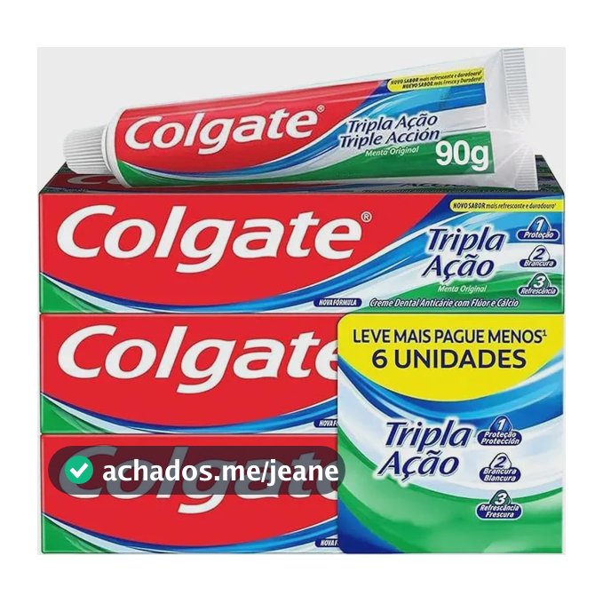 Pasta de dentes Colgate Tripla Ação Menta Original em creme pacote x 6