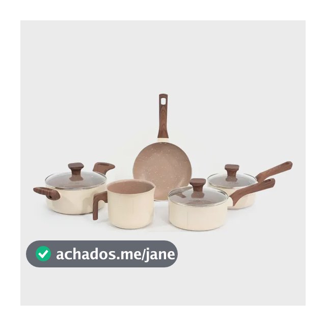 Jogo De Panelas Mimo Style Fundo Triplo Indução 5 Peças Cor Bege