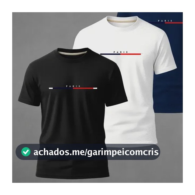 Kit 3 Camiseta Camisa Estilo Casual Paris 100% Algodão