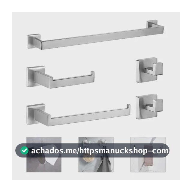 Kit 5 Conjunto Acessorios Suporte Banheiro Lavabo Inox 304 Prateado