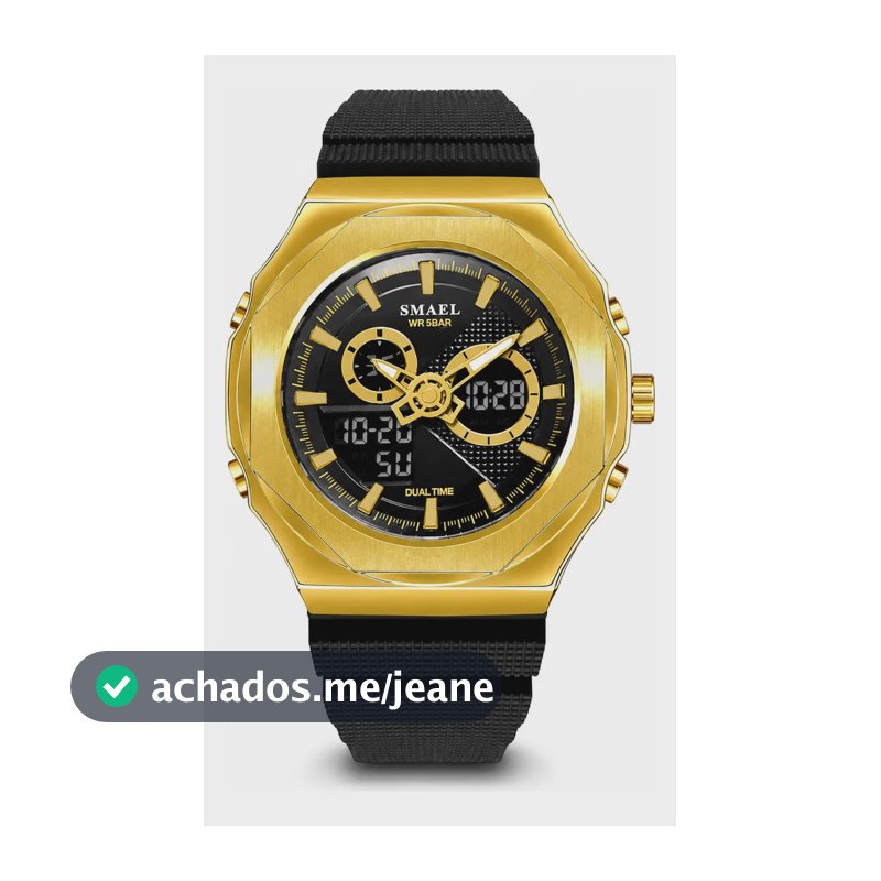 Relógio Smael 8102 Unissex Analógico Digital 5atm + Caixa Preto Amarelo