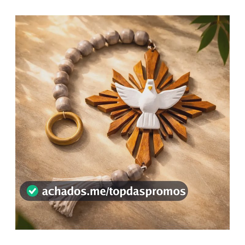 Colar Decorativo Mesa Divino Espirito Santo Madeira Rustico Marrom
