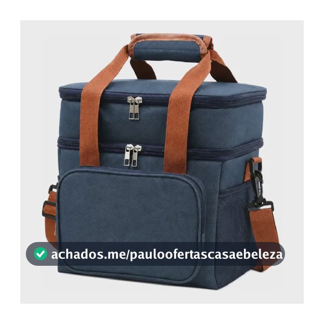 Bolsa Térmica Lancheira Marmita 13,5L 2 Compartimentos Frasqueira Dupla Camada Alça de Ombro Fitness Trabalho Azul
