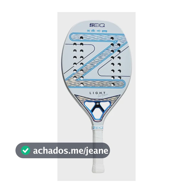 Raquete de Beach Tennis Zeiq Light Leo Branco 3K com Shield System