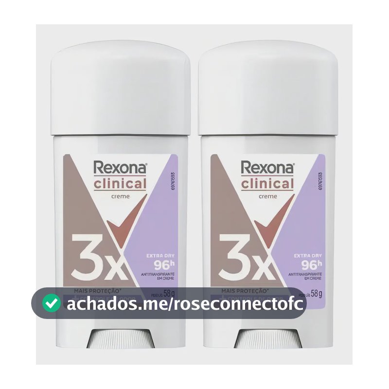 Kit Desodorante Rexona Clinical Extra Dry em Creme Para Mulheres, Com 2 Unidades de 58 g