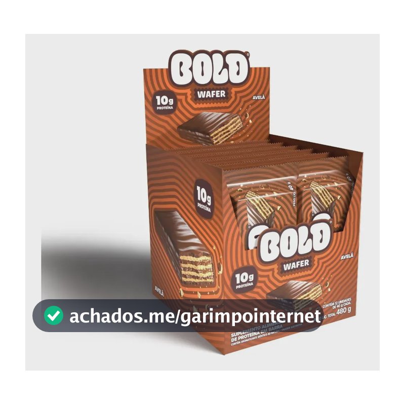 BOLD Wafer Sabor Avelã 10g de Proteína 40g 12 un.