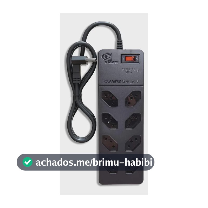 Filtro de Linha com Protetor de Surto DPS iCLAMPER Energia 8 Tomadas 3 Pinos 10 Amperes com Tecnologia LCF Anti Raio Cor Preto