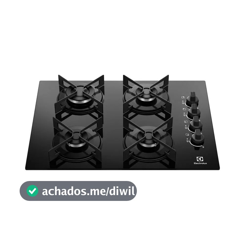 Cooktop 4 Bocas a Gás Electrolux Mesa de Vidro Efficient Grade de Aço Fosco (KE4GR) Bivolt