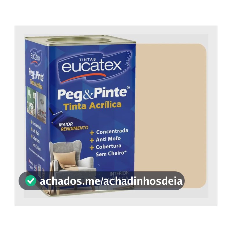Tinta Eucatex Acrílica Peg Pinte Anti-mofo 18l - Cores Acabamento Fosco Cor Areia Pipa