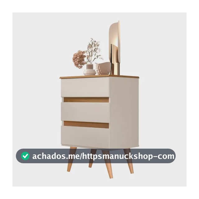 Mesa De Cabeceira Roma Criado Moderno Para Quarto 3 Gavetas Brilhante/fosco Off White/freijó