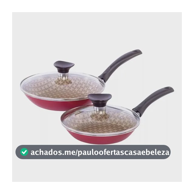 Jogo 2 Frigideiras Tramontina 16 E 20cm Antiaderente C Tampa Cor Vermelhas