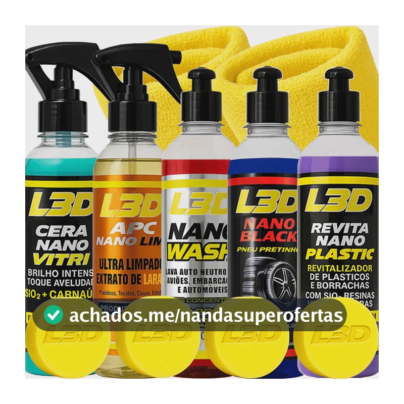 Kit Lavagem Automotiva Cera Shampoo Apc Pretinho Revitalizad