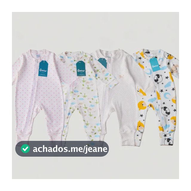 Kit 3 Macacão Infantil Vira Pé Bebê Estampado Menino Menina