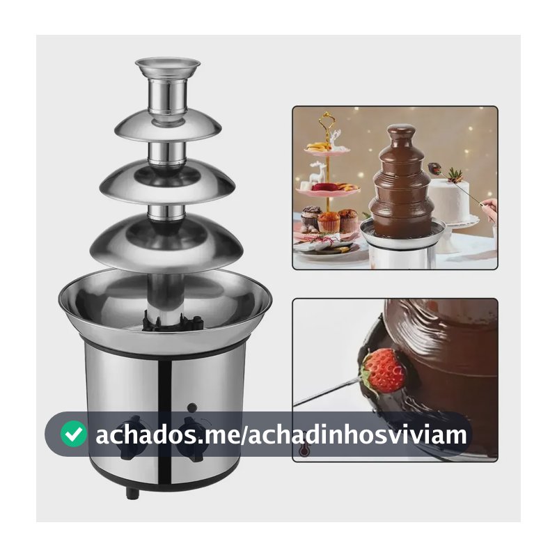 Elétrica Fondue Cascata Chocolate 4 Pisos Inox 110v / 1,8 Kg
