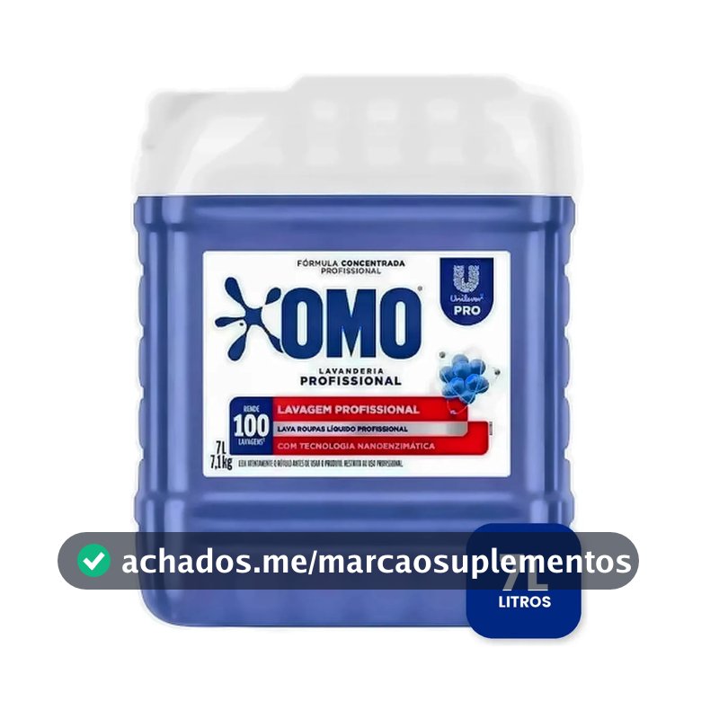 Lava Roupas Líquido Omo Lavanderia Profissional Lavagem 7 L