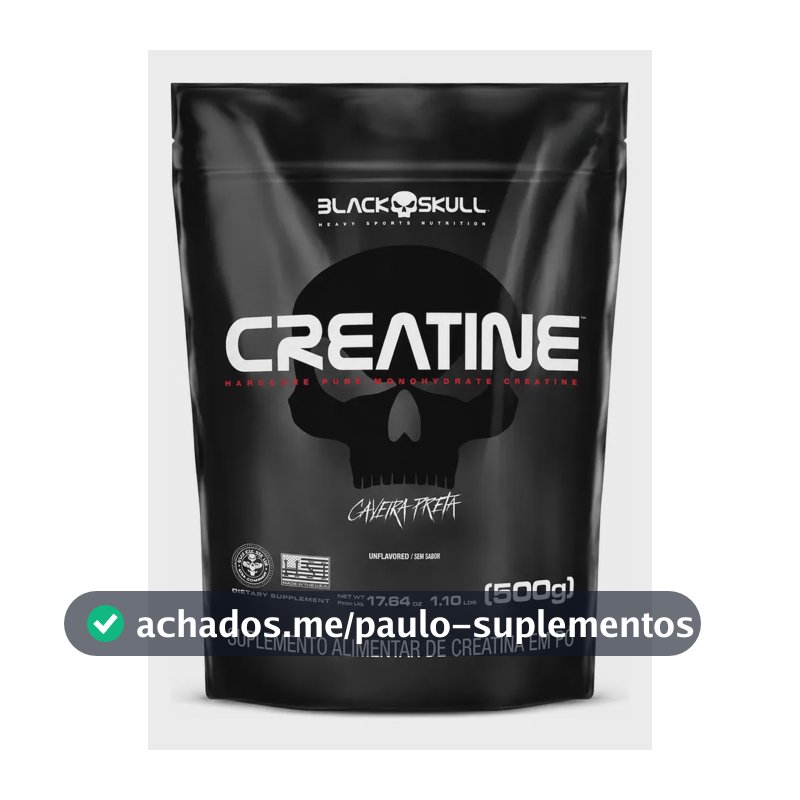 Creatina Monohidratada Pura Black Skull Pura - 100% Monoidratada Em Pó Sem Sabor X 500g