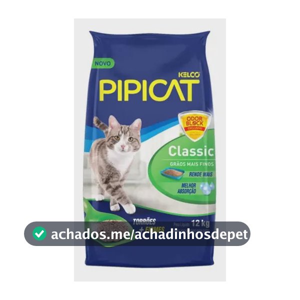 Areia Pipicat Classic 12 Kg Para Gatos