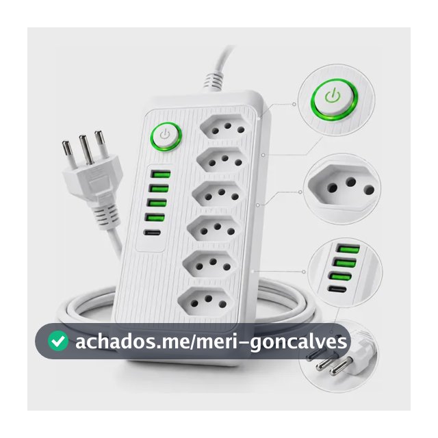 Extensão Bivolt Régua Elétrica 4 Tomadas Com 4 Usb 110v/220v Branco 110/220