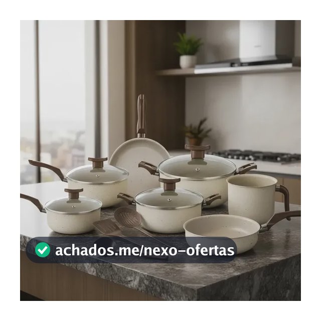 Conjunto Panelas Antiaderente 10 Peças Antiaderente Baunilha Bege
