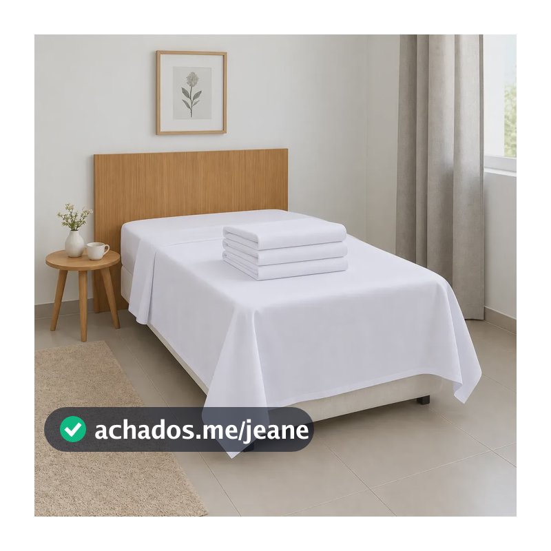 Kit 4 Lençol Solteiro Plano Branco Hotel Maca Hospitalar Branco