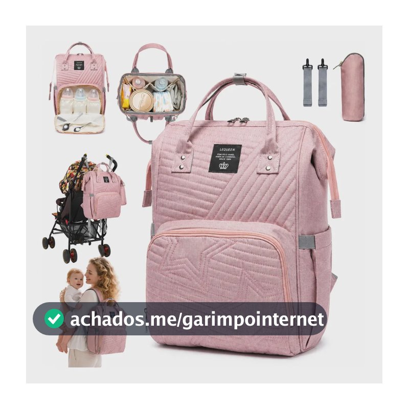 Bolsa Mochila Maternidade Lequeen Star Multifuncional Bebê Cor Rosa Bolsa Bebe Menina Bolsa Maternidade Grande 17L Mochila Maternidade Menina 4 X Bolsos Para Mamadeira