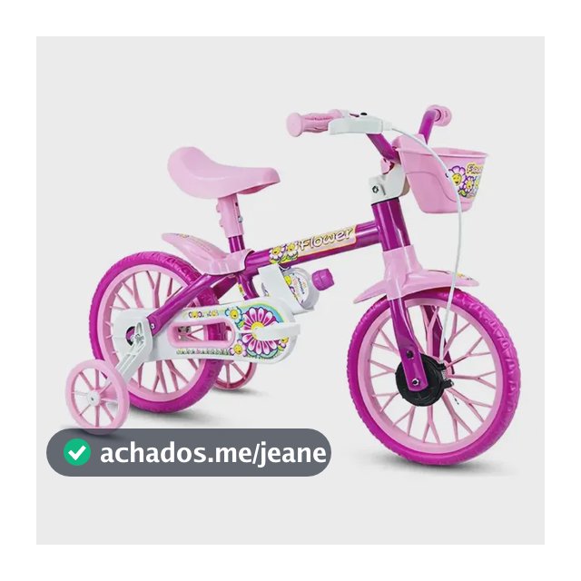 Bicicleta Infantil Aro 12 Menina Nathor Flower Rodinha Cesta 2 a 5 Anos