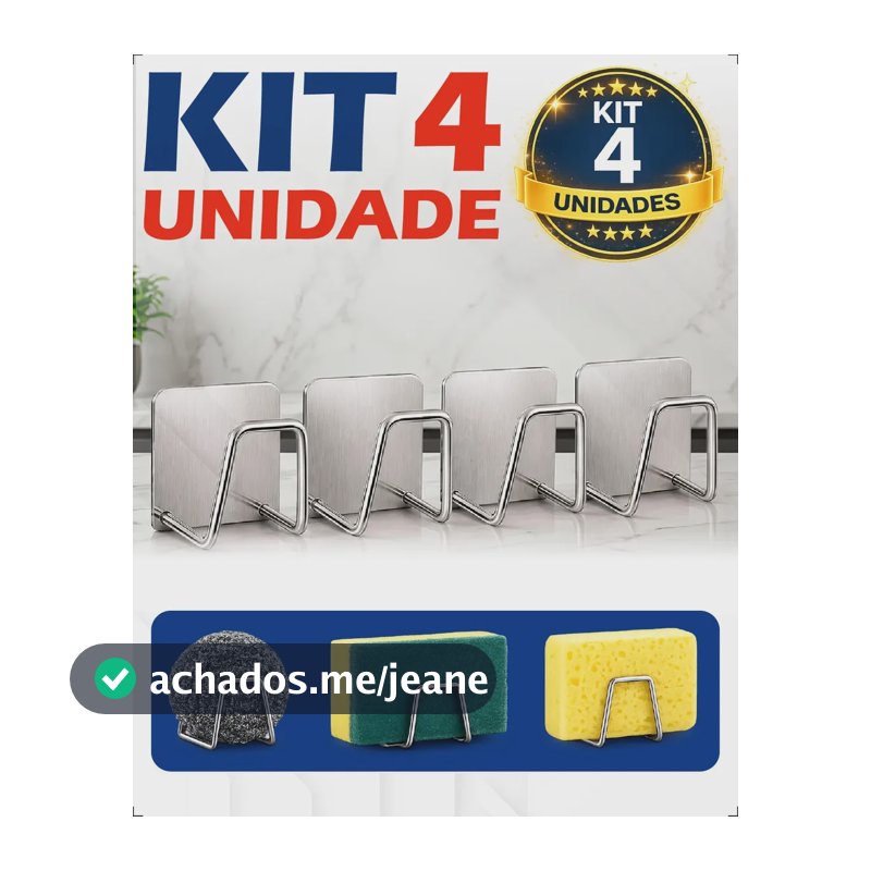 Kit 4 Suporte Esponja Bucha Gancho Pia Aço Inox Louça Cozinha Homeroarte