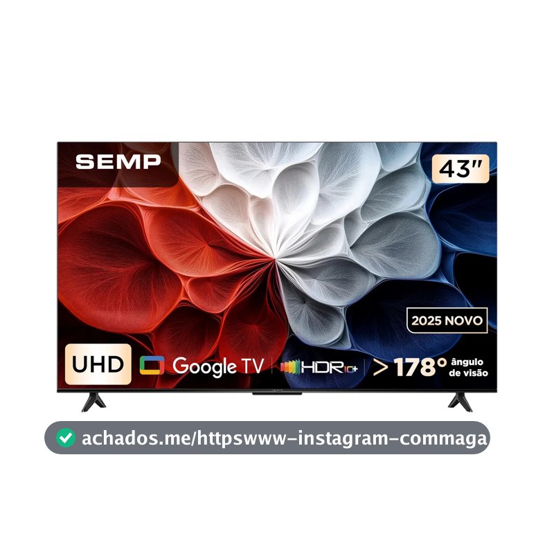 Smart Tv Semp 43 Polegadas Led Hva 4k S62 Wifi Bluetooth Google Tv 3 Hdmi Hdr10+ Dolby Audio 43s62