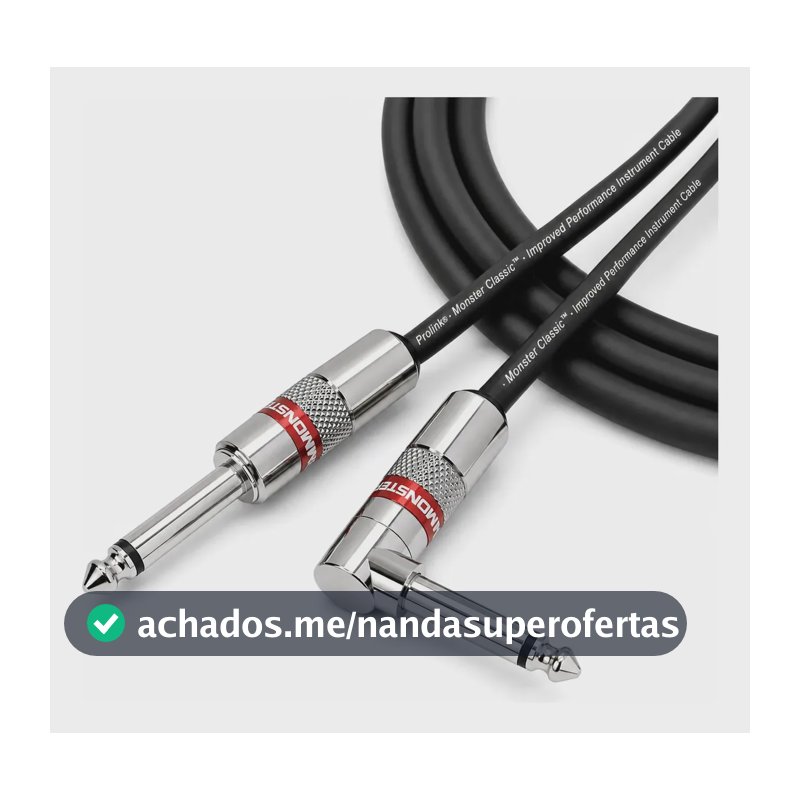 Cabo para Guitarra, Violão, Baixo e Teclado Monster Cable ProLink Classic P10 L 21FT 6,4 Metros