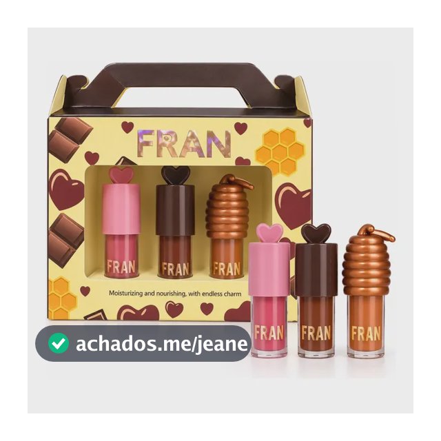Kit Gloss Labial Fran Hidratante Chocolate E Mel 3 Unidades Multi Colorido
