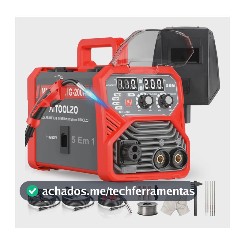 Máquina De Solda Inversora Aitoolzo Mig/mag/tig/mma Bivolt Vermelho