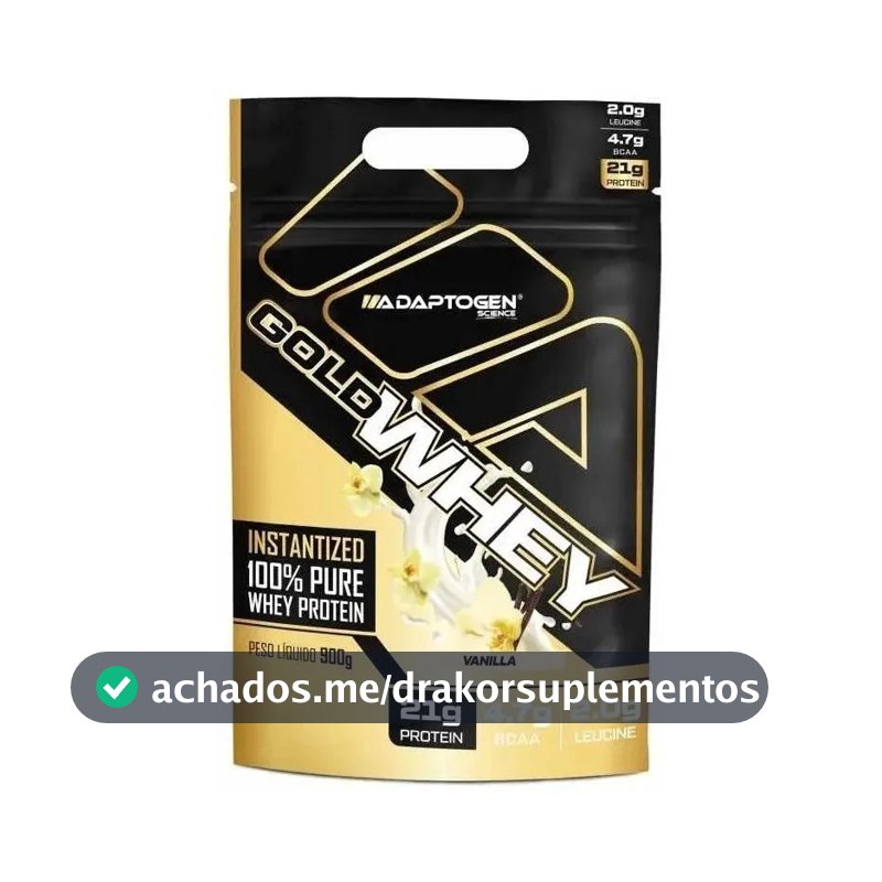 100% Gold Whey Refil Concentrado 900g - Adaptogen Science Sabor Baunilha