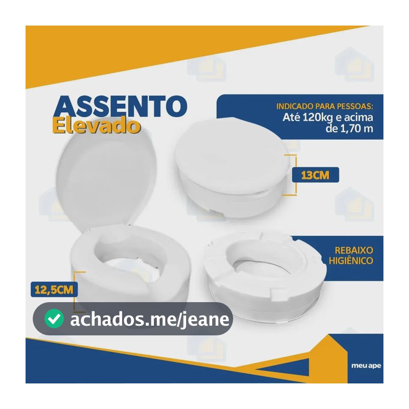 Assento Sanitário Elevado 13cm Oval Pós Cirurgia Meu Ape Branco