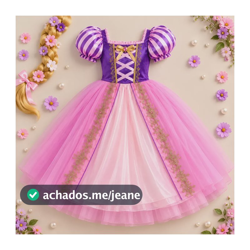 Vestido De Princesa Infantil Rosa E Roxo Fantasia Para Festa Unico 4-6